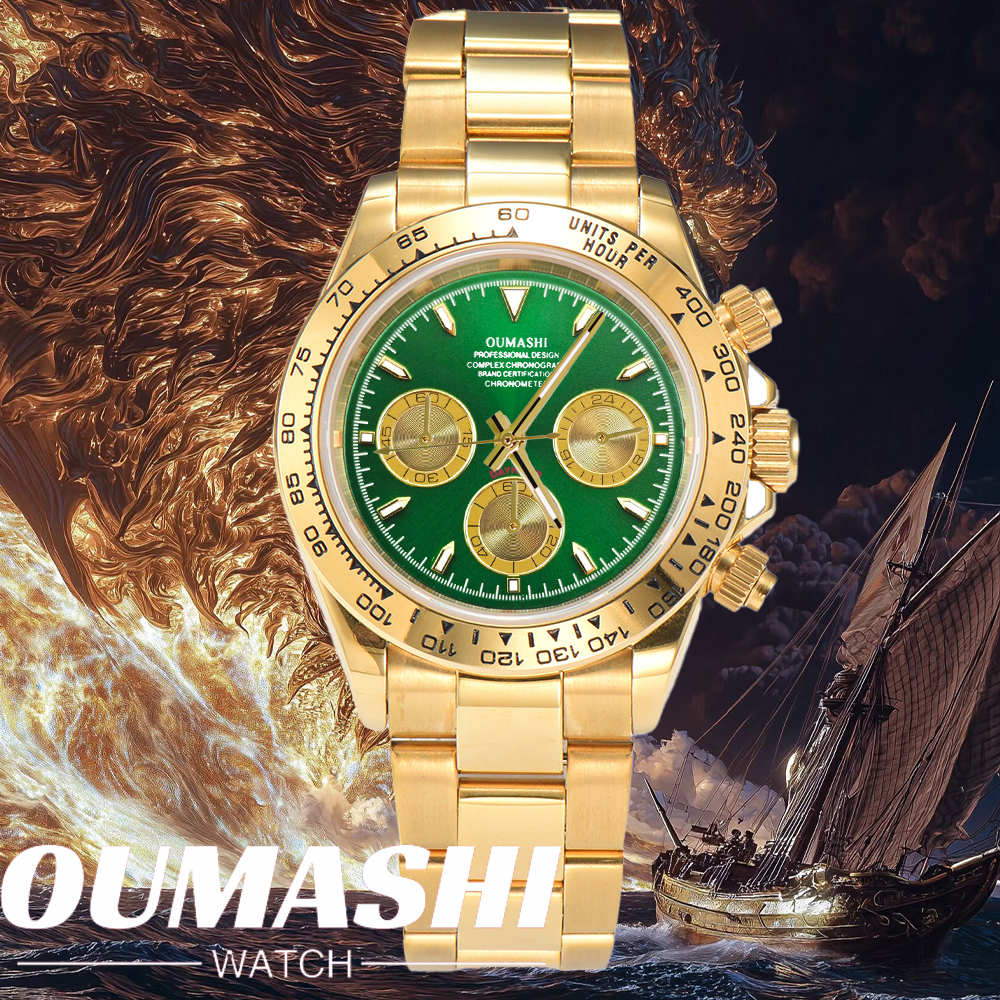 Stainless Bracelet Diver - customized 39mm VK63 Watch Men's Chronograph