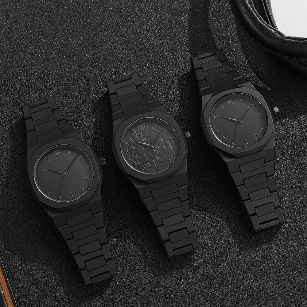 Men's Fashion Simple Black Lar - Butterfly Clasp Deployant reseña y precio
