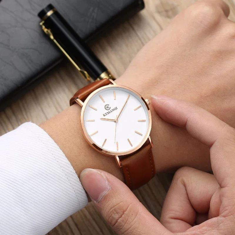 Fashion Ultra Thin Men's Quart - Leather Watch Band Men reseña y precio