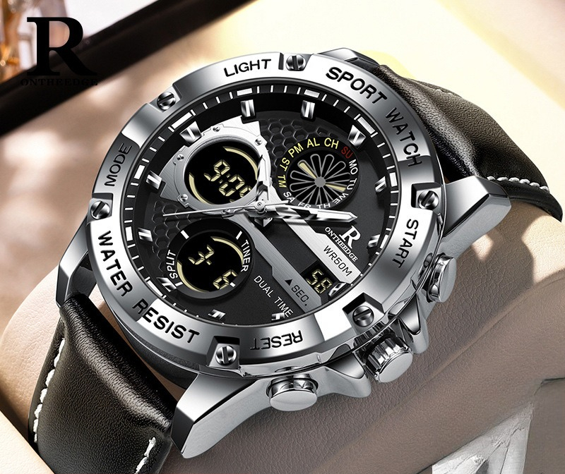 Fashion Men’s Big Face Quartz  - Leather Watch Band Men reseña y precio