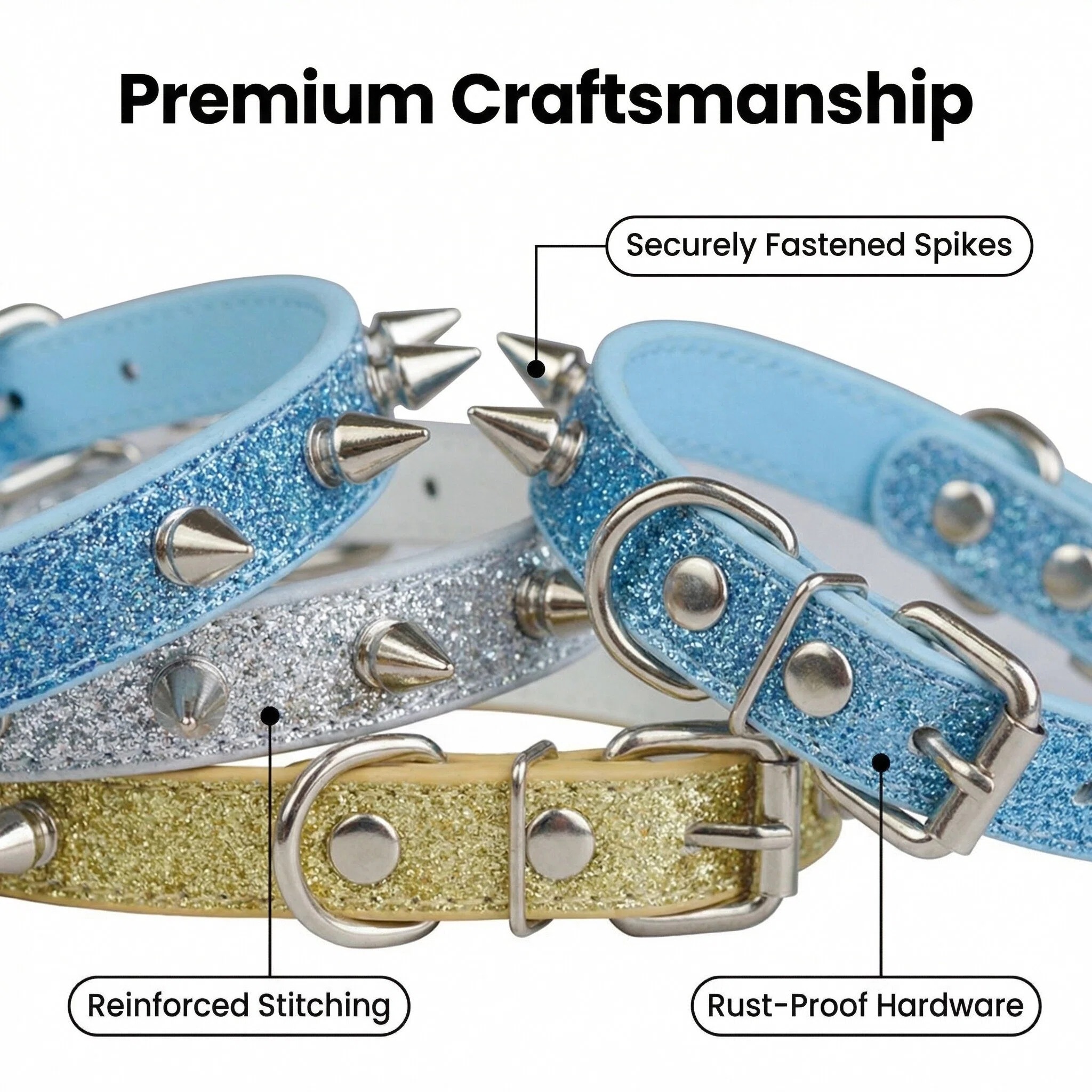Punk Style Rivet Pet Collar Le - Leather Strap Quick Release reseña y precio