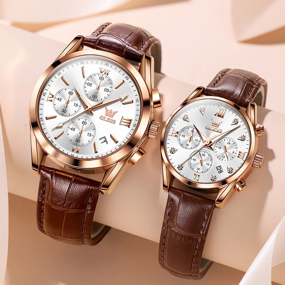 OLEVS Couple Watch for Men Wom - Leather Watch Band Men reseña y precio