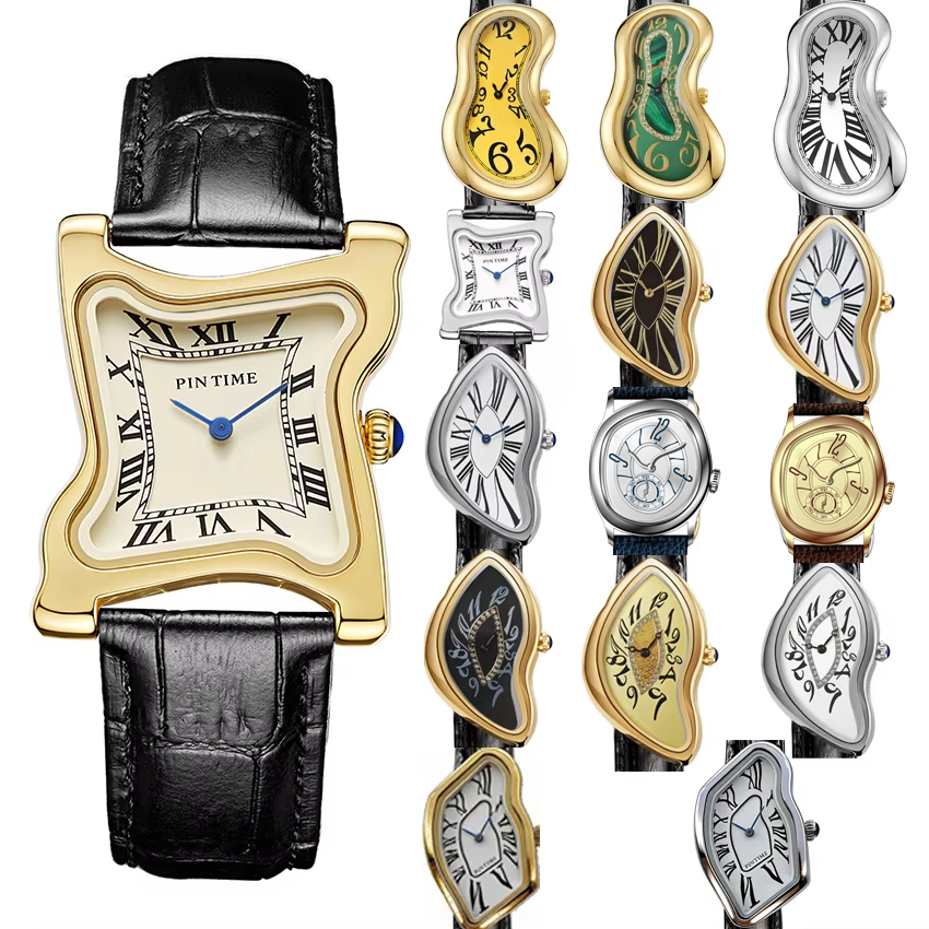 Surrealist Art Melting Clock W - Leather Watch Band Men reseña y precio