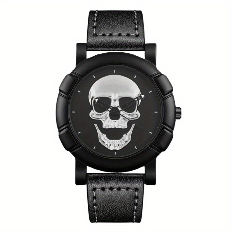 Skull Pattern Multi Display Po - Leather Watch Band Men reseña y precio