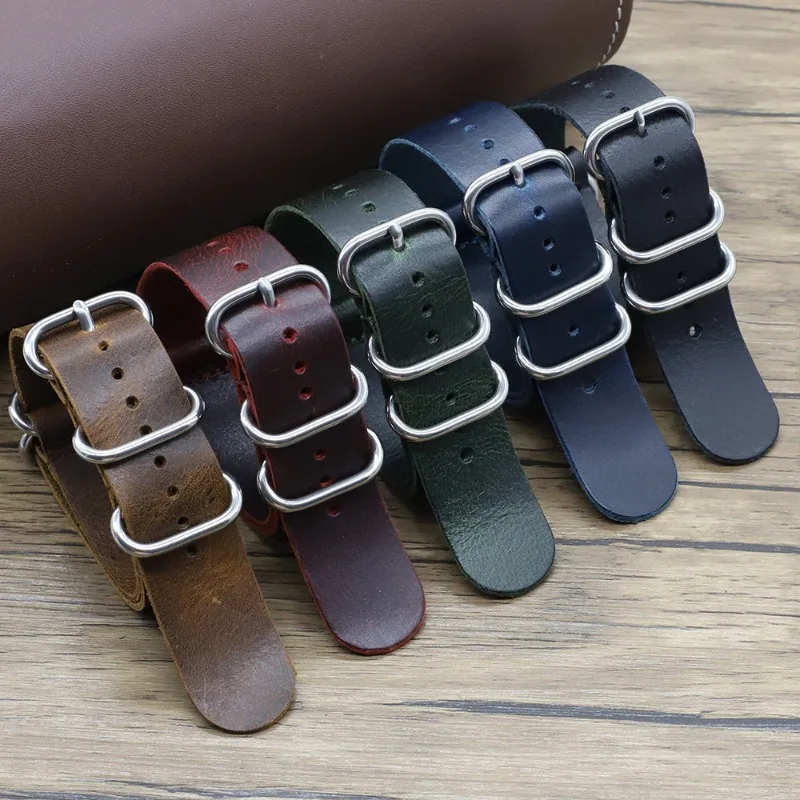 Vintage Genuine Leather Watch  - Nato Strap Nylon reseña y precio