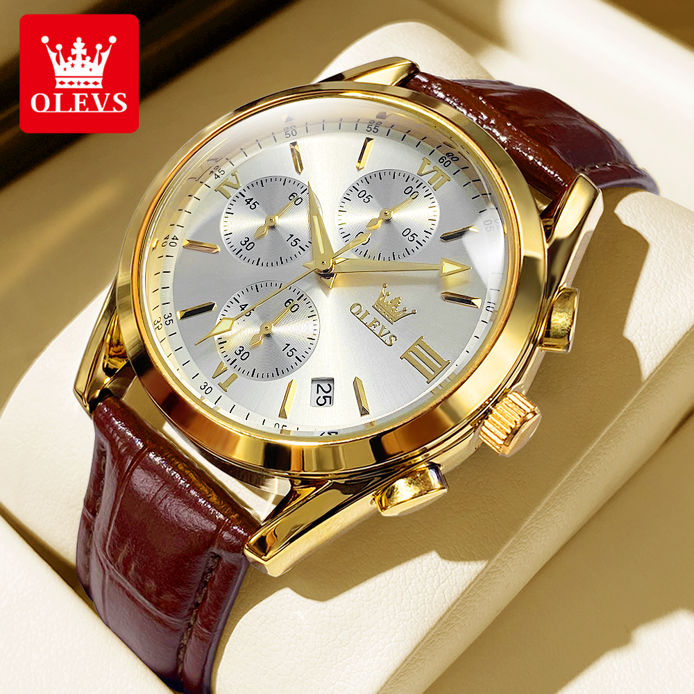 OLEVS 2872 Chronograph Men's W - Leather Watch Band Men reseña y precio