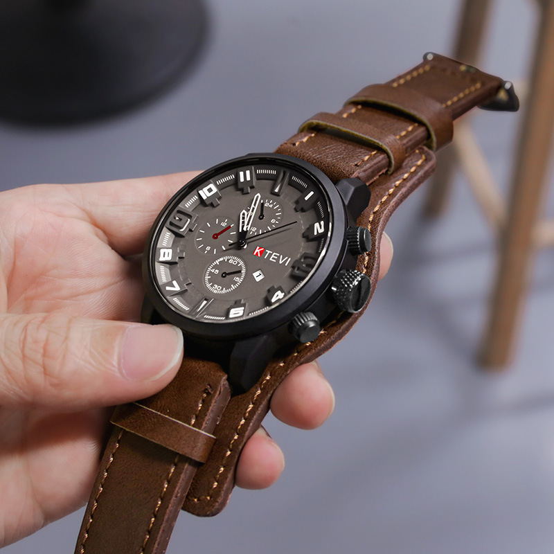 Fashion Arabic Dial Men Quartz - Leather Watch Band Men reseña y precio