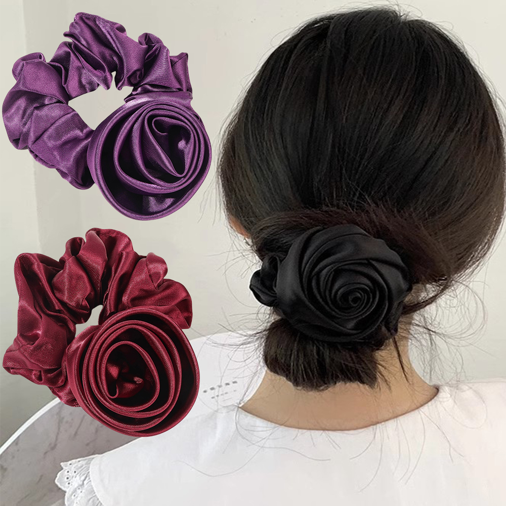 Korean Women Rose Elastic Hair - Silicone Band Women reseña y precio