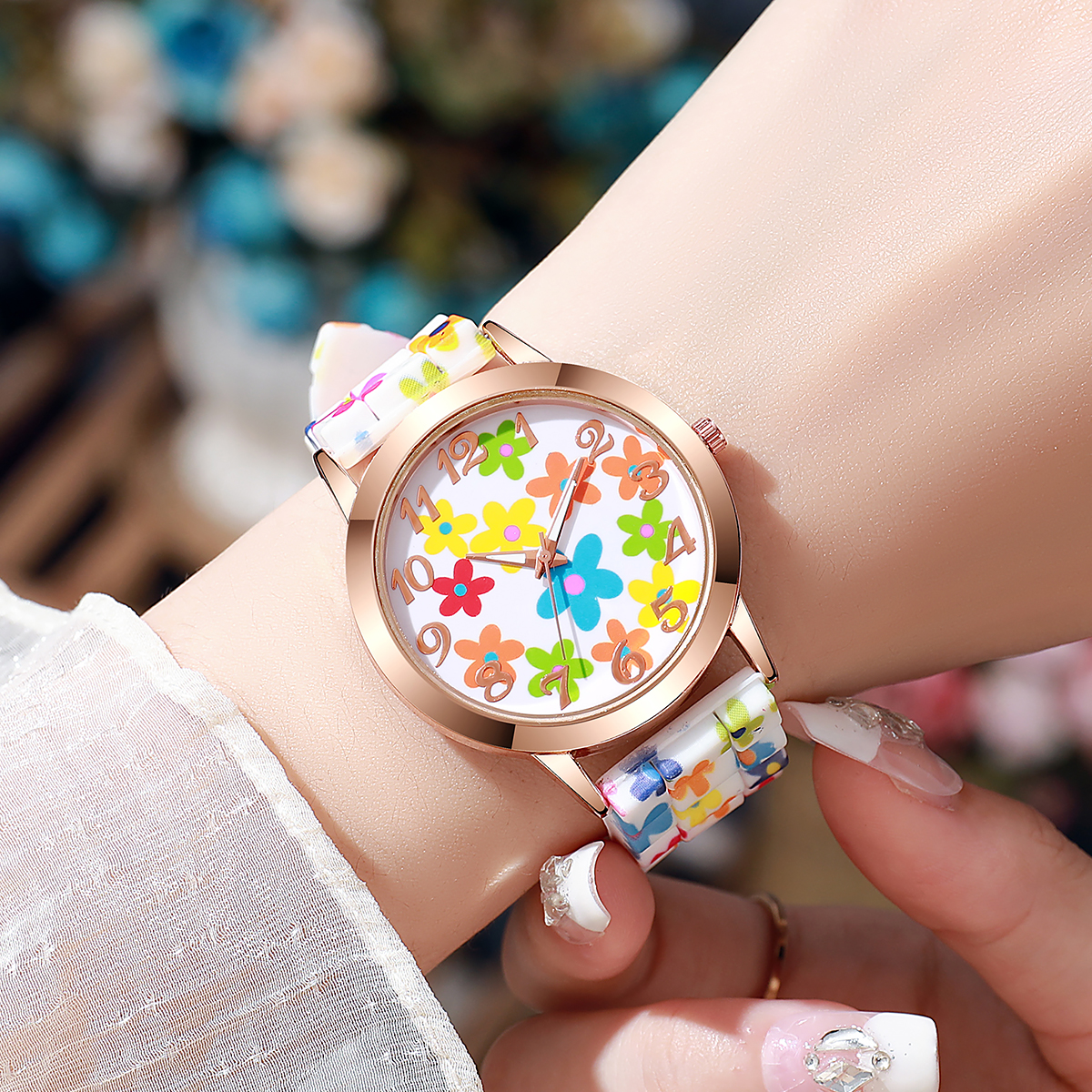 Fashion Flowers Printed Women  - Silicone Band Women reseña y precio