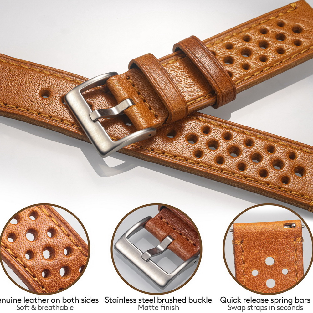 Hemsut Cowhide Watch Band Quic - Leather Strap Quick Release reseña y precio